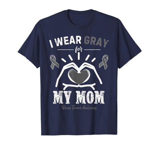 I Wear Gray for my Mom Vintage Brain Tumor Awareness T-Shirt