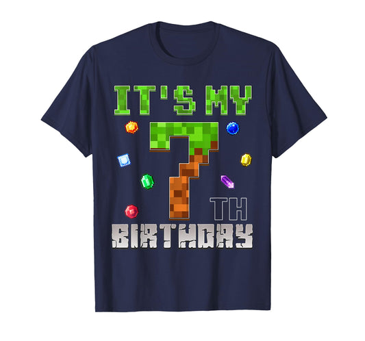 Birthday Boy Shirt It's My 7th Birthday Video Game Pixel T-Shirt