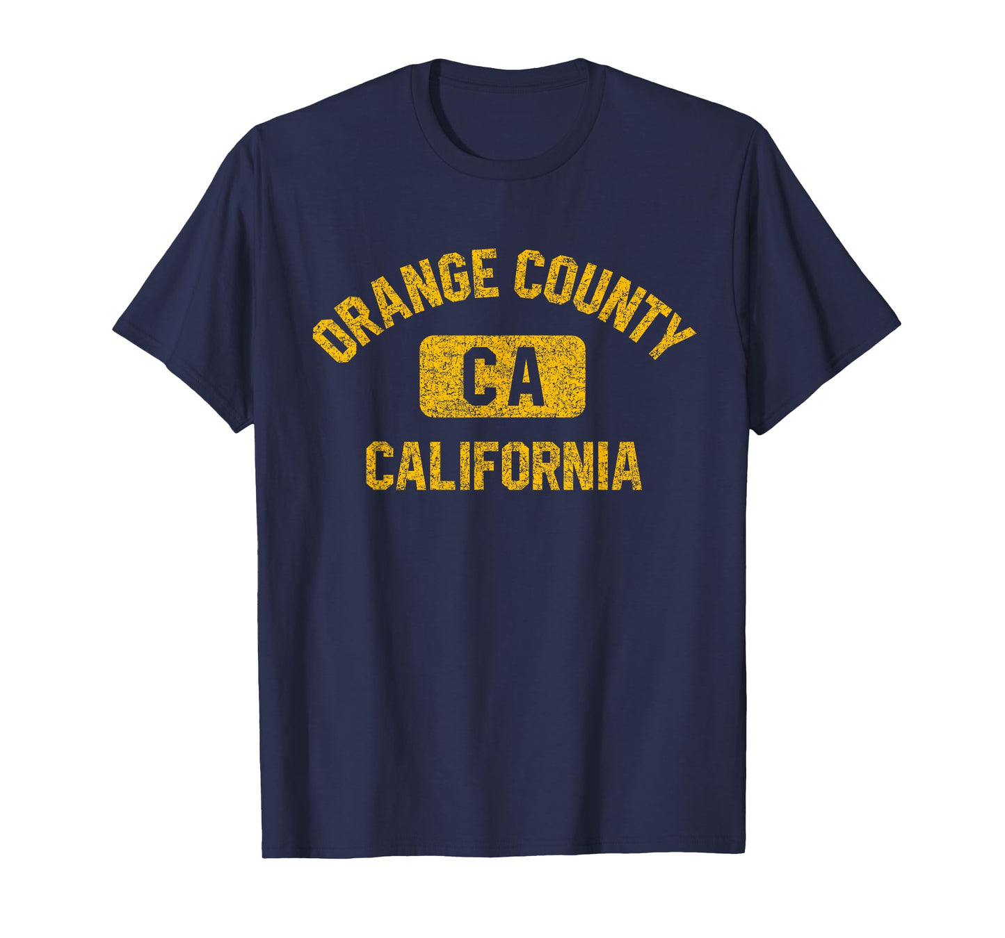 Orange County California Gym Style Distressed Amber Print T-Shirt