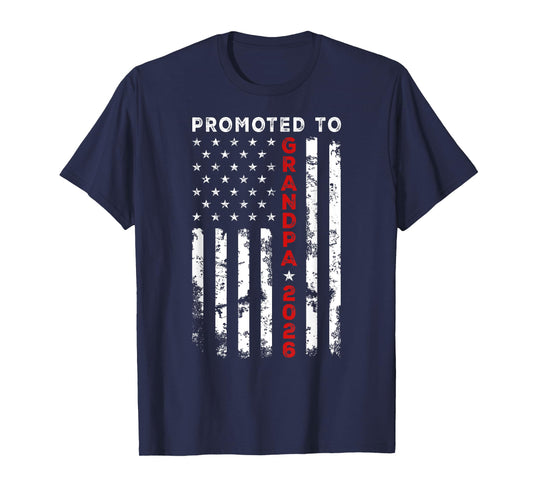 Vintage USA American Flag Promoted To Grandpa Again est 2026 Men T-Shirt