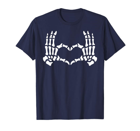 Skeleton Hands Heart Sign Retro Halloween Skeleton Hand Sign T-Shirt