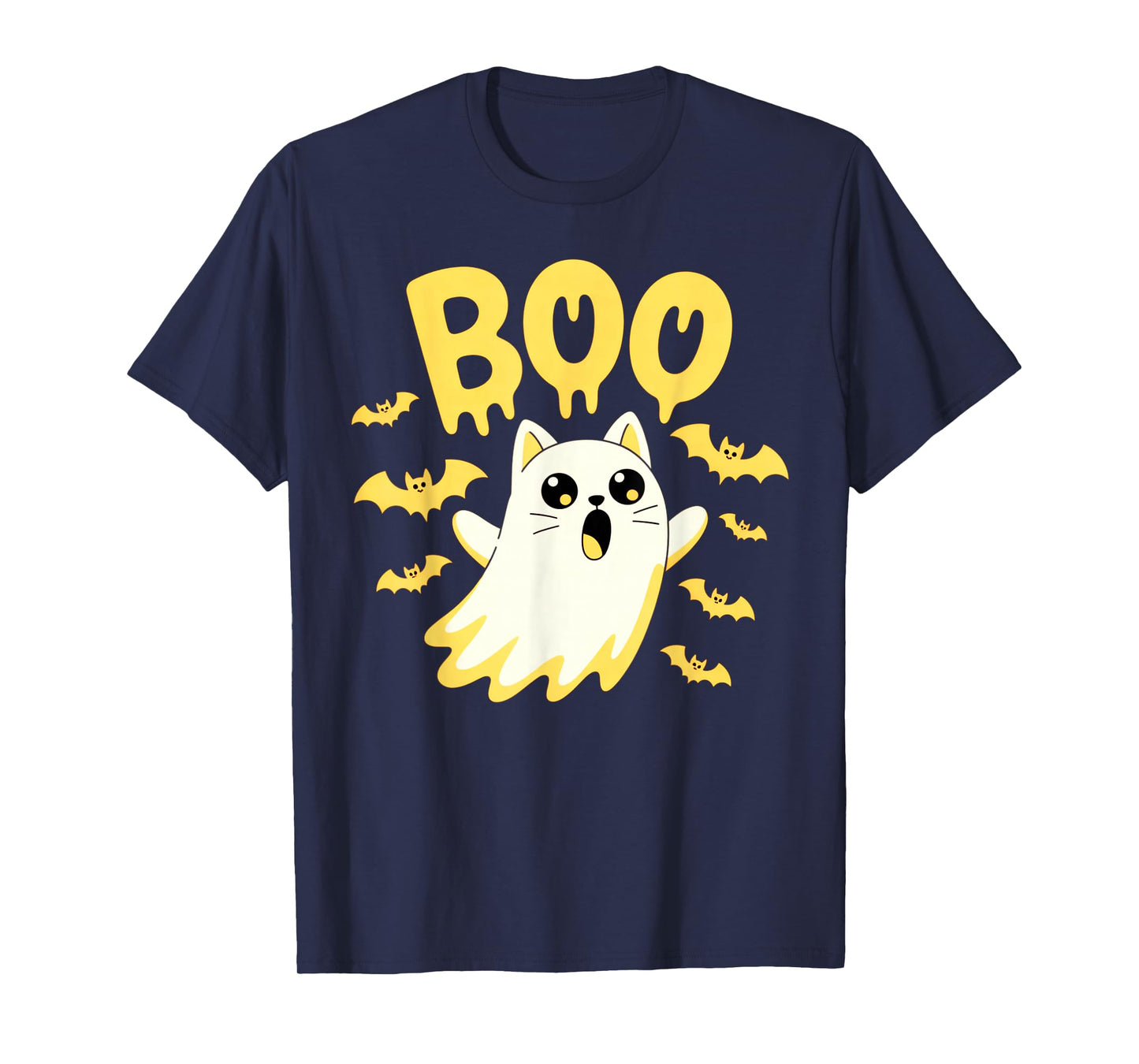 CAT Ghost Boo Cute Kitty Cats Lover Halloween Women Men T-Shirt