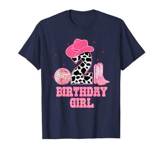 Happy 2nd Birthday Girl Outfit Rodeo Western Cowgirl Cowboy T-Shirt