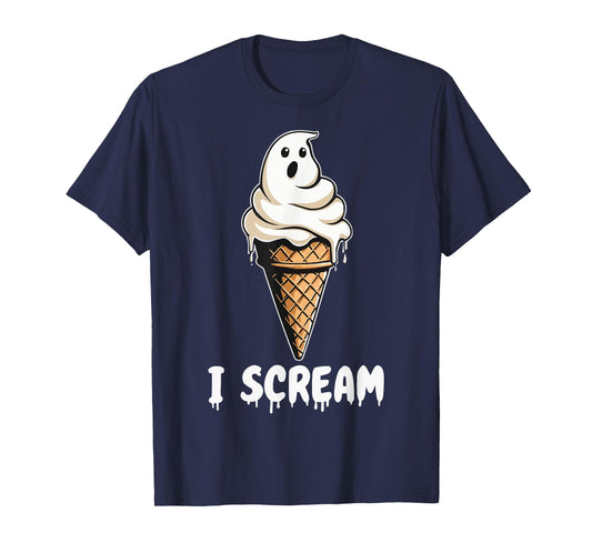 Funny Cute Ice Cream Ghost I Scream Halloween Party Costume T-Shirt