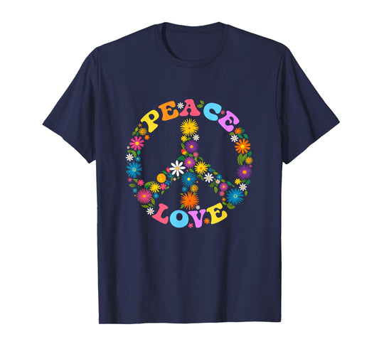Peace Sign Love Flower 60S 70S Tie Dye Hippie Costume T-Shirt