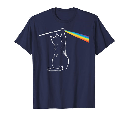 Cat Rainbow Light Cool Prism Science Spectral Men Women Kids T-Shirt
