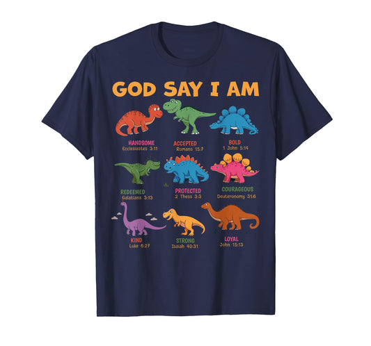 God Says I Am Dinosaur Funny Dino Bible Verse Toddlers Boys T-Shirt