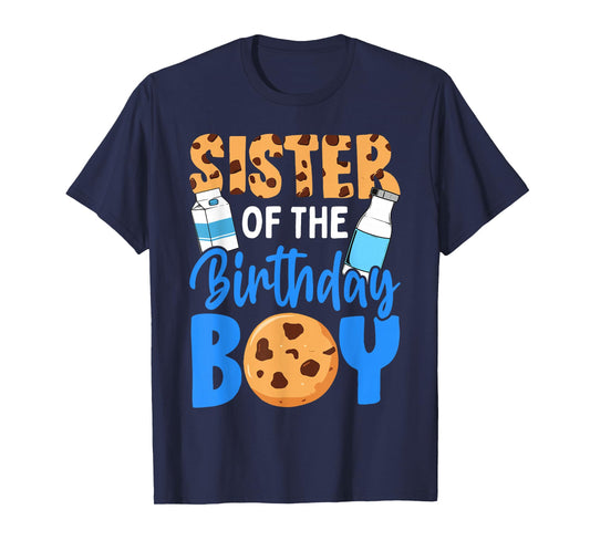 Sister of the birthday boy Milk and Cookies 1st birthday T-Shirt