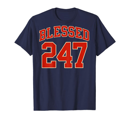 (ON Back) Blessed 24/7 Christian Faith Based Sports Jersey T-Shirt