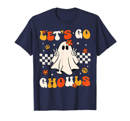 Groovy Lets Go Ghouls Ghost Halloween Costume Women Girl Kid T-Shirt