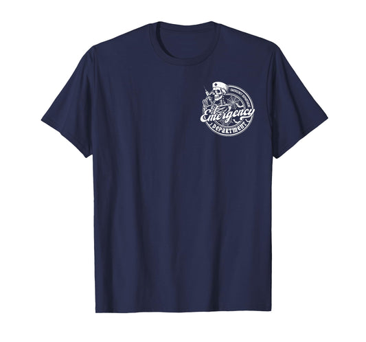 Emergency Department Skeleton ER Nurse Halloween 2 Sided T-Shirt