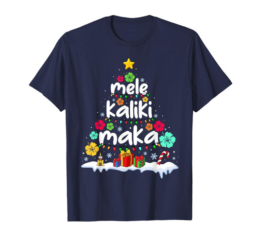 Mele Kalikimaka Tropical Christmas Hawaiian Santa Xmas Tree T-Shirt