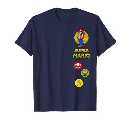 Super Mario Bros Power Up Vintage Game Icons T-Shirt