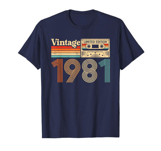 44 Year Old Vintage Born In 1981 44th Birthday Cassette Tape T-Shirt