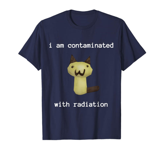 I Am Contaminated with Radiation FUNNY Unisex T-Shirt, Black, Small, Short Sleeve, Classic Fit, Polyester, Cartoon, Vintage, Unique Humorous Theme, Festive Design