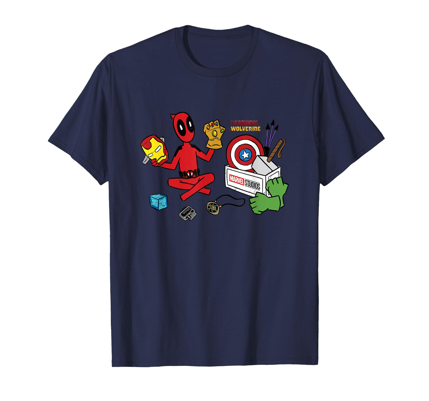 Marvel Deadpool & Wolverine Avengers Tool Box Sketch Icons T-Shirt