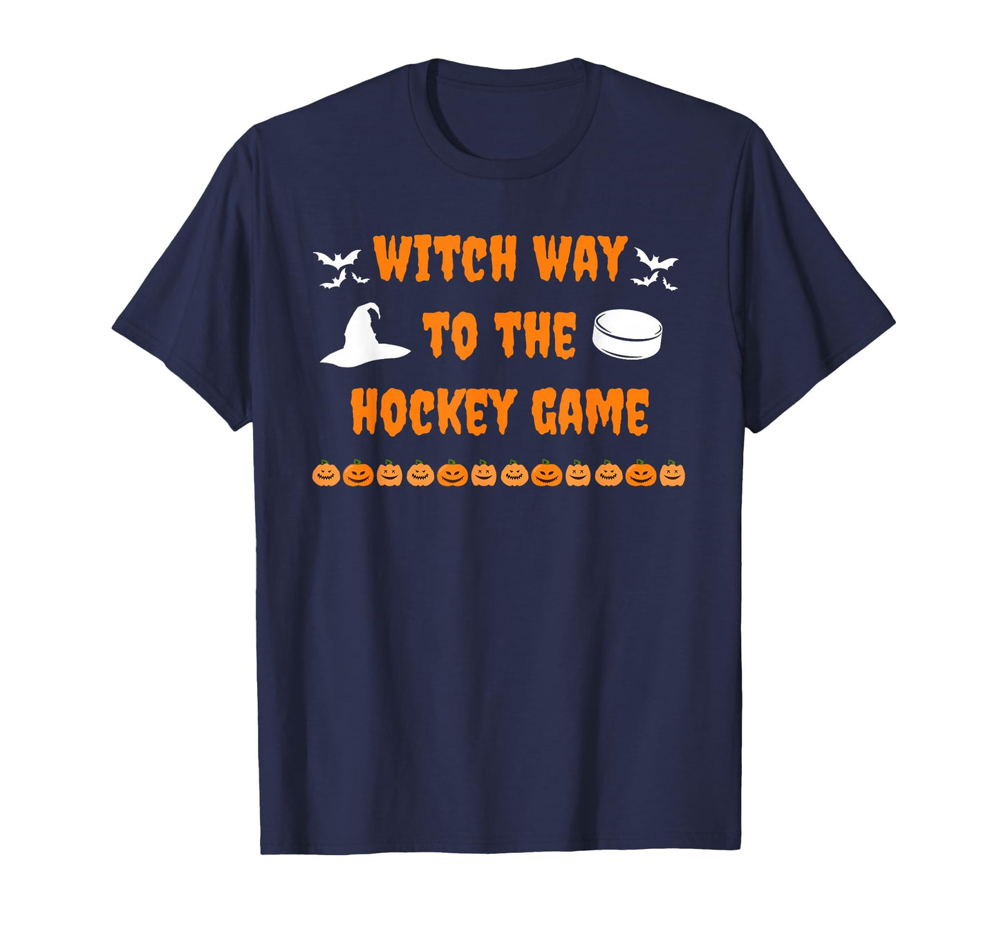 Witch Way to The Hockey Game Spooky Halloween Sports Funny T-Shirt