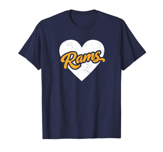 Vintage Rams High School Go Rams Pride Heart T-Shirt