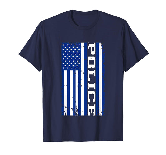Police Officer USA American Flag T-Shirt