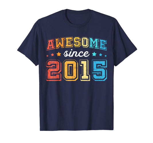 Awesome Since 2015 Retro 10th Birthday Boy 10 Birthday T-Shirt