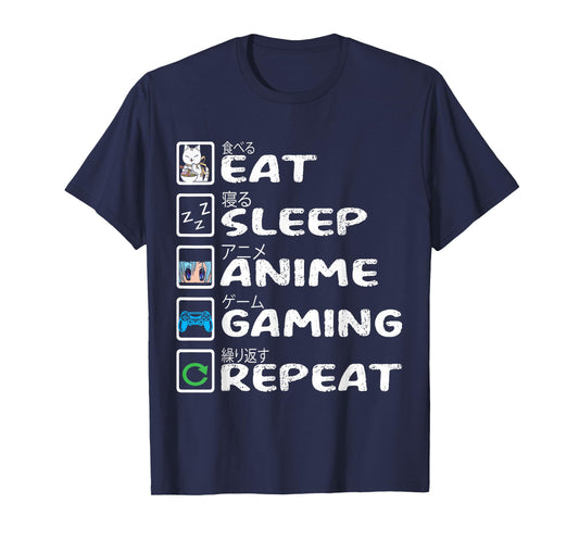 Eat Sleep Anime Gaming Repeat Kawaii Otaku Anime Manga T-Shirt