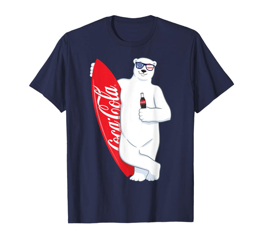 Coca-Cola American Flag Polar Bear Surfer T-Shirt