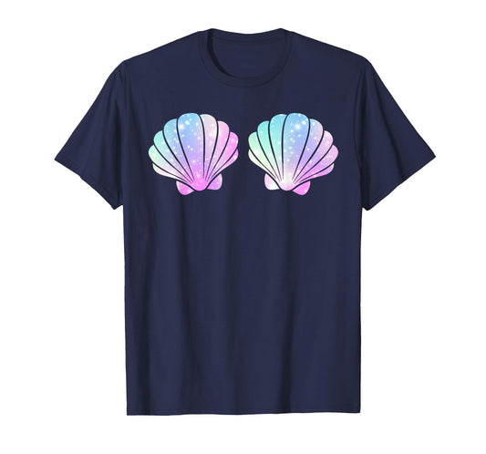 Cute Halloween Girl Costume, Mermaid Shell Bra Costume Women T-Shirt