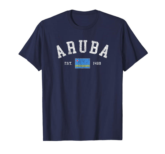 Vintage Aruba Flag Cruise Vacation Souvenir Mens Womens T-Shirt