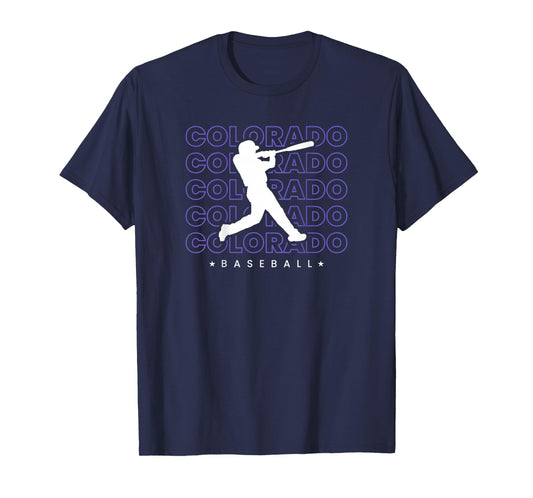 Colorado Baseball Backprint Retro Minimalist Baseball Lover T-Shirt