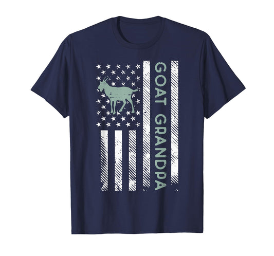 Goat Grandpa US Flag Vintage Patriotic Farm Farmer Papa Men T-Shirt
