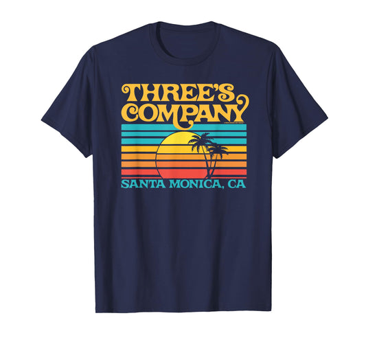Three's Company Logo Santa Monica Retro 80's Sunset T-Shirt