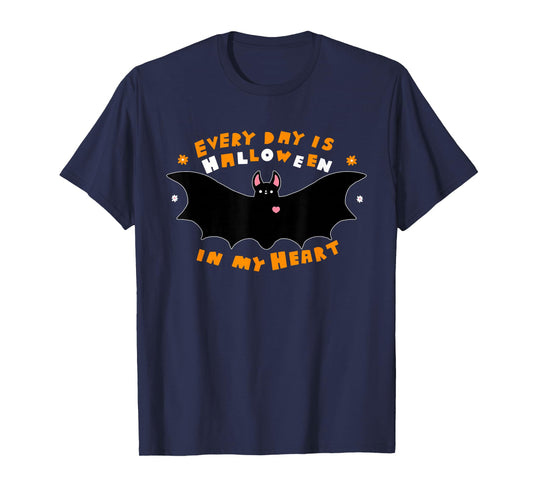 Every Day is Halloween in My Heart Bat Pumpkin Halloween T-Shirt