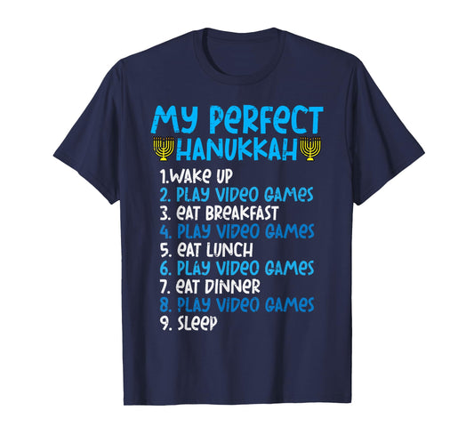 My Perfect Hanukkah Video Game Chanukah Jew Men Boys Kids T-Shirt