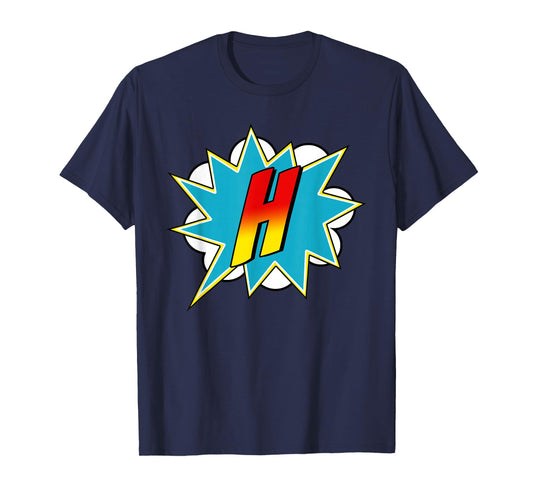 Letter H Superhero Name Comic Letter Retro Costume T-Shirt