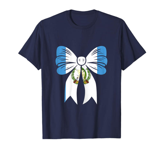 Guatemala Girl Coquette Bow Ribbon Pride Guatemalan Flag T-Shirt