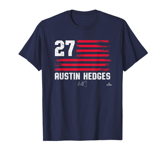 Flag Stripes Austin Hedges Cleveland Baseball MLBPA T-Shirt