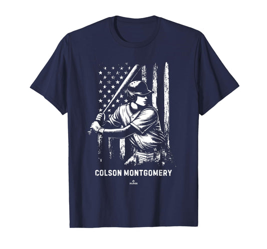 Player Illustration Flag Colson Montgomery Prospect Baseball T-Shirt