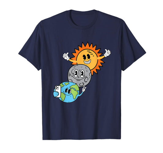 2024 Solar Eclipse Sun Moon Earth Selfie Kids Adult April 8 T-Shirt
