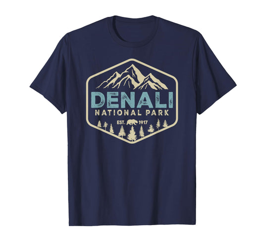 Retro Denali National Park mountains Nature Vintage Hiking T-Shirt