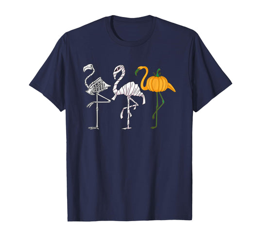 Flamingo Funny Halloween Costume 2025 Vampire Mummy Skeleton T-Shirt