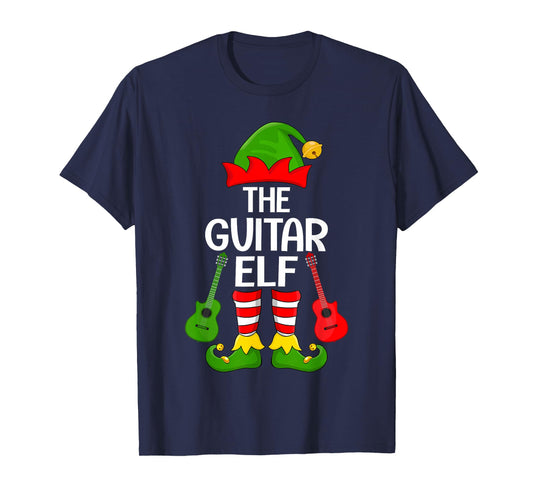 Guitar Elf Xmas Family Matching Elf Squad Christmas T-Shirt