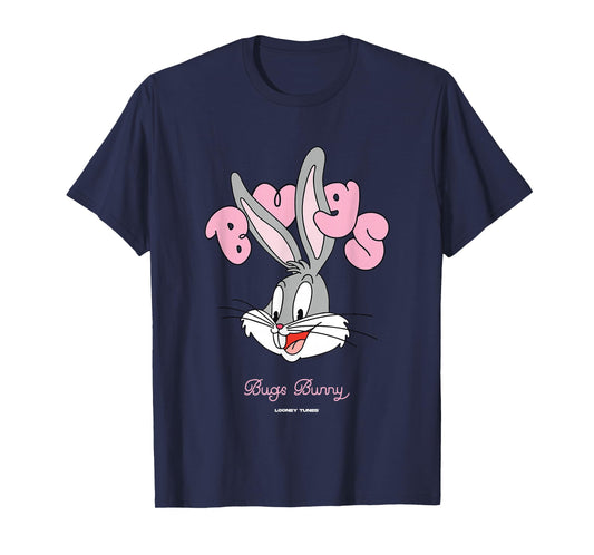 Looney Tunes Bugs Bunny Pink Bubble Text Big Face T-Shirt