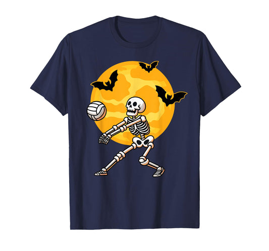 Volleyball Skeleton Halloween Men Boys Volleyball Player T-Shirt
