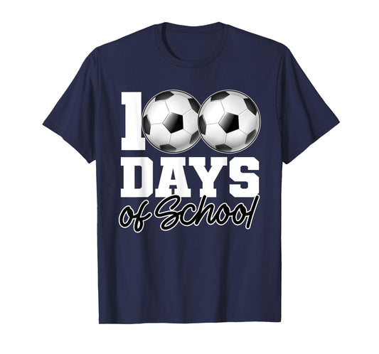 100 Days of School Soccer Ball 100th Day School Gym Teacher T-Shirt for Men Women Girls Kids
