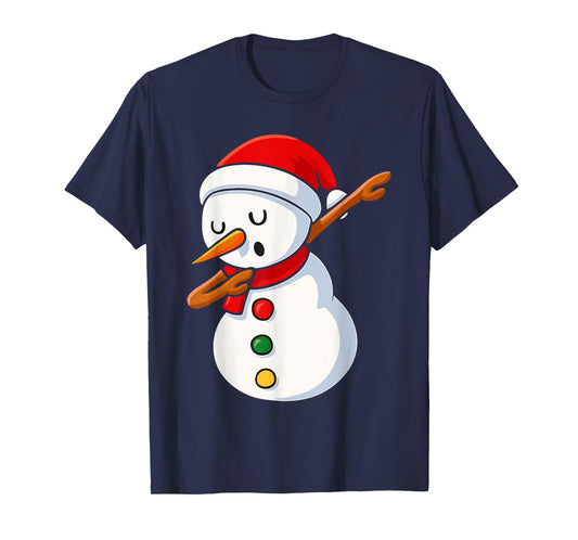 Dabbing Snowman Costume, Kids Christmas Santa Hat T-Shirt