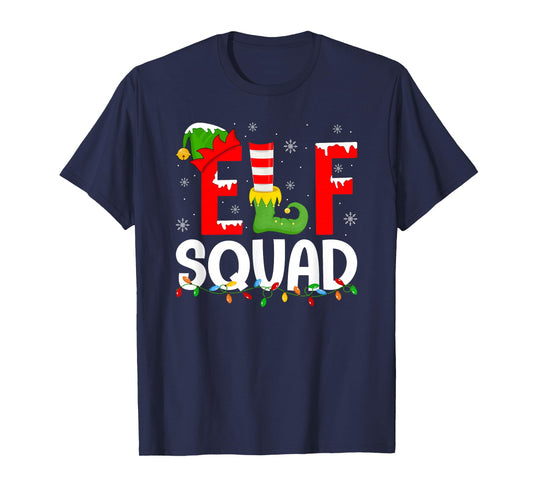 Elf Squad Christmas Pajamas Matching Family Men Women Xmas T-Shirt