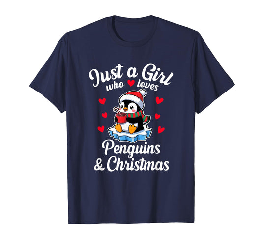 Just a Girl Who Loves Penguins and Christmas T-Shirt
