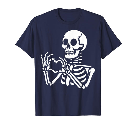 Skeleton Hands Heart Sign Retro Halloween Skeleton Hand Sign T-Shirt
