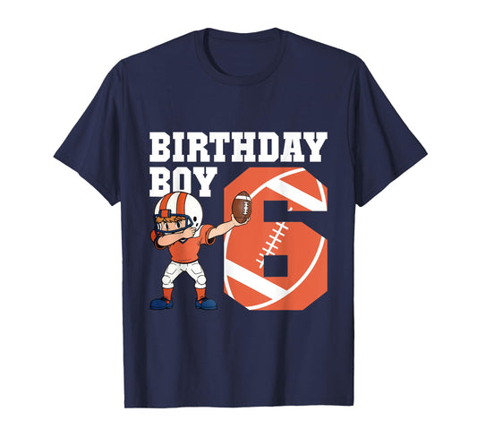 6th Birthday Boy Football Player Dabbing 6 Years Old Kids T-Shirt