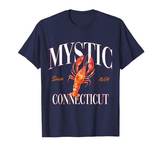 Mystic Connecticut Est. 1654 Lobster Souvenir Vintage Retro T-Shirt